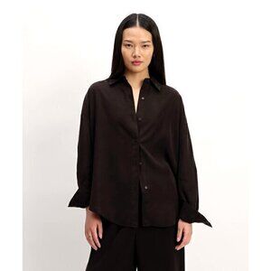 Everlane Oversized Cotton Button Down Shirt in Black Size 2